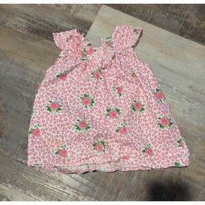 Mud Pie Baby Girl Dress 12 18 Months Pink Leopard Rose Smocked Flutter Sleeve